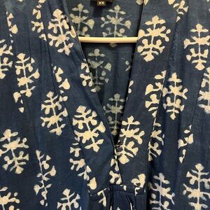 Floral Blue Midi Dress in Indian Cotton